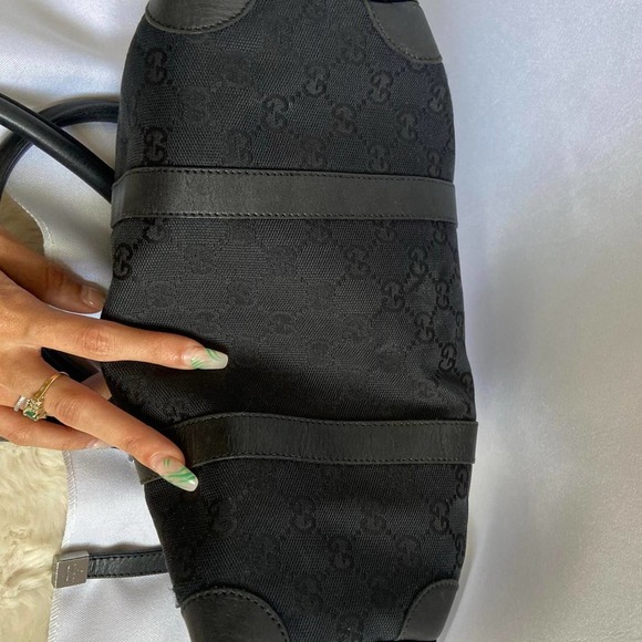 Authentic Black Gucci Monogram Boston Bag - Picture 2 of 4